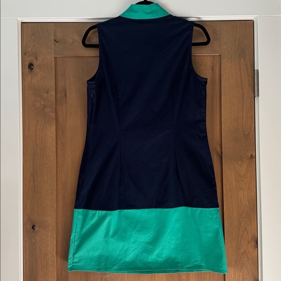 Sail To Sable Color Block Preppy Shift Dress Womens M collared Cotton blue/Green - Picture 4 of 10